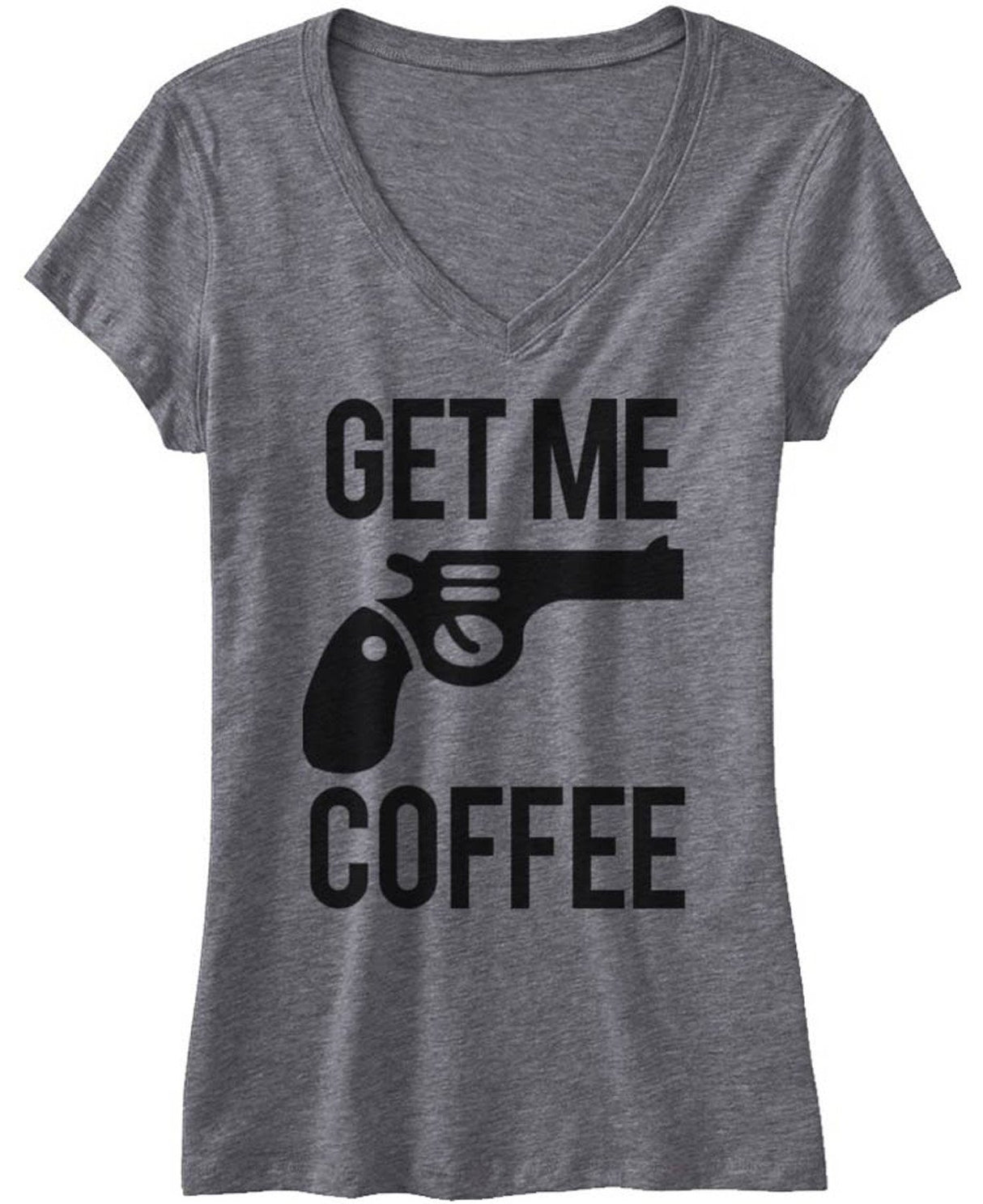 GET ME COFFEE Gray V-neck Shirt