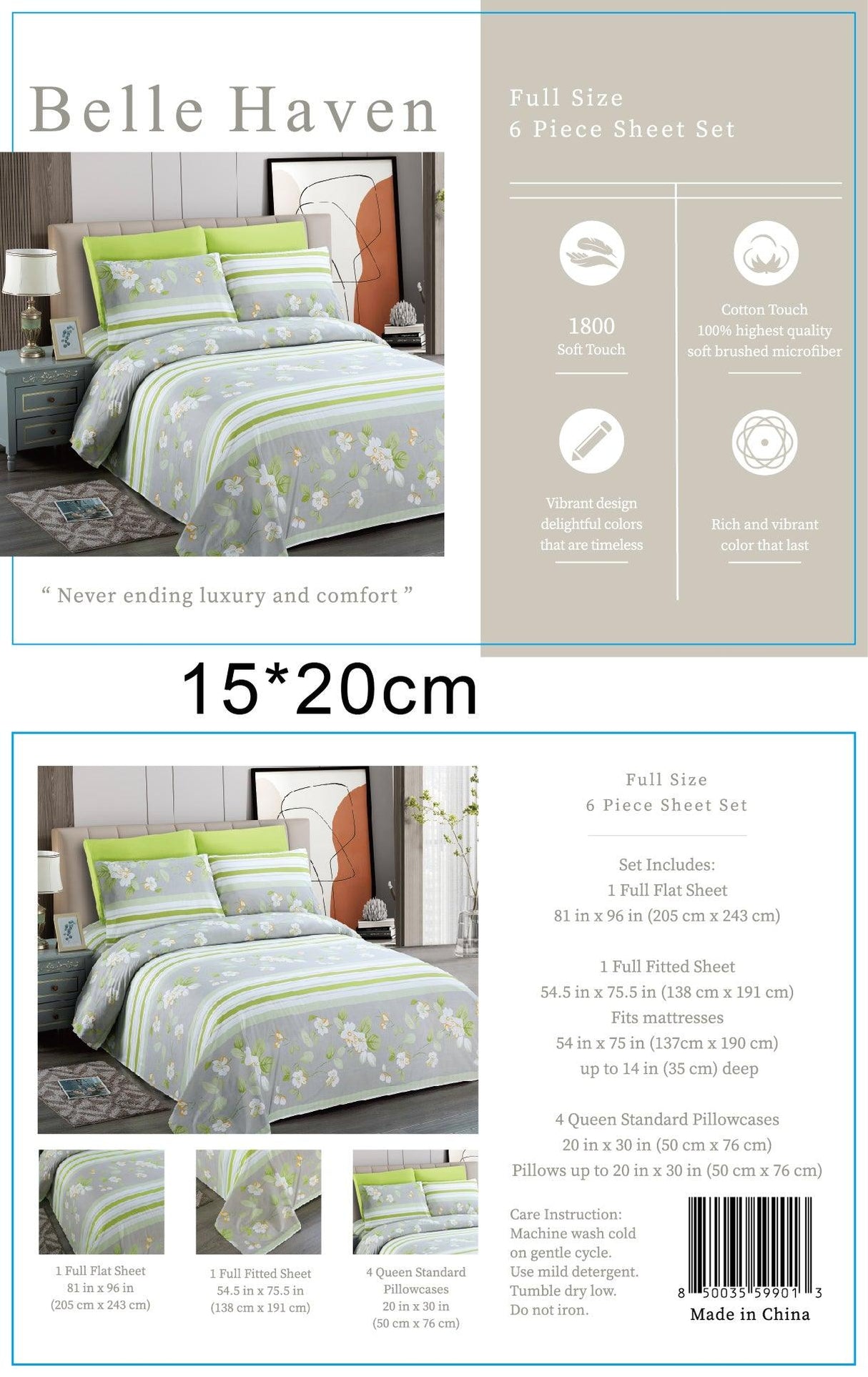 Belle Haven 6 Piece Sheet Set Bedding Sets