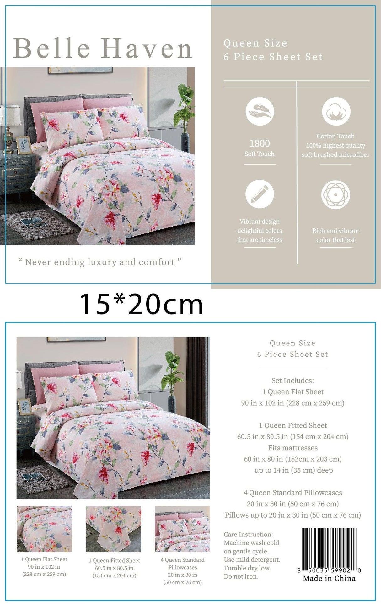 Belle Haven 6 Piece Sheet Set Bedding Sets