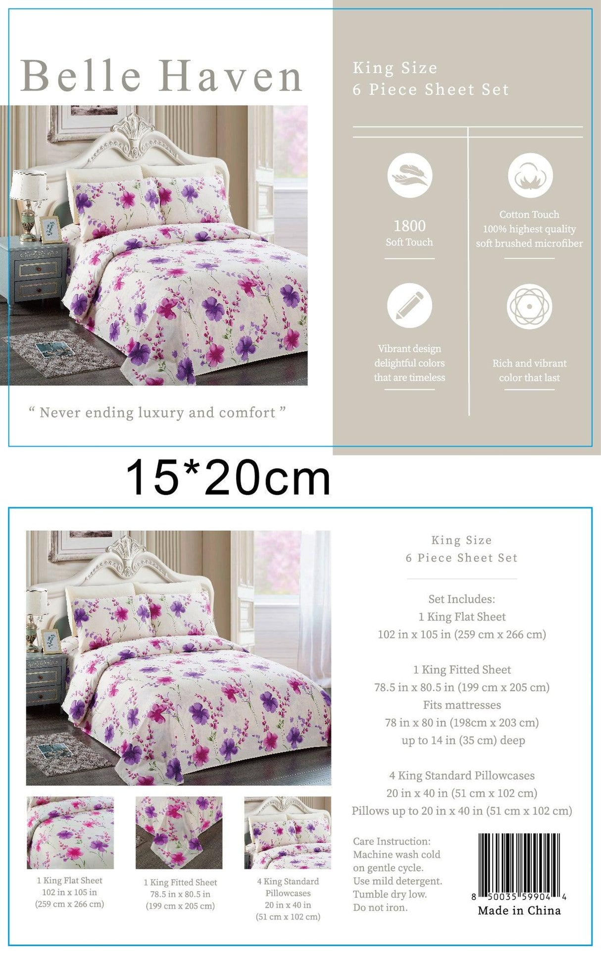 Belle Haven 6 Piece Sheet Set Bedding Sets